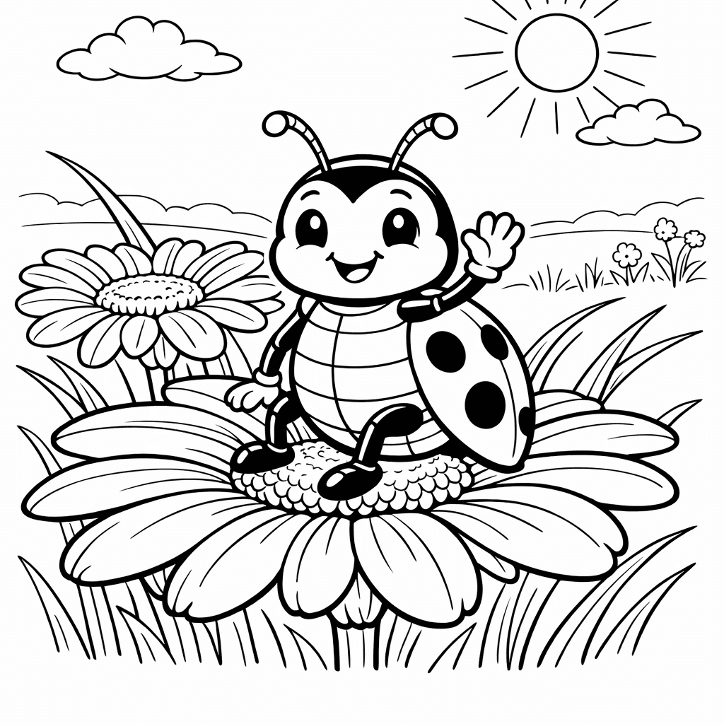 Free printable coloring page: Ladybug Face, for ages 7-12