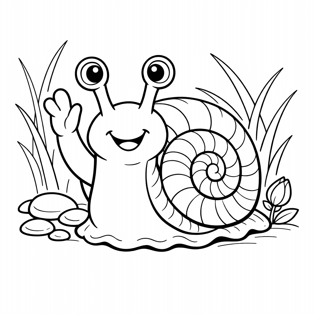 Free printable coloring page: Snail Crawling, for ages 7-12
