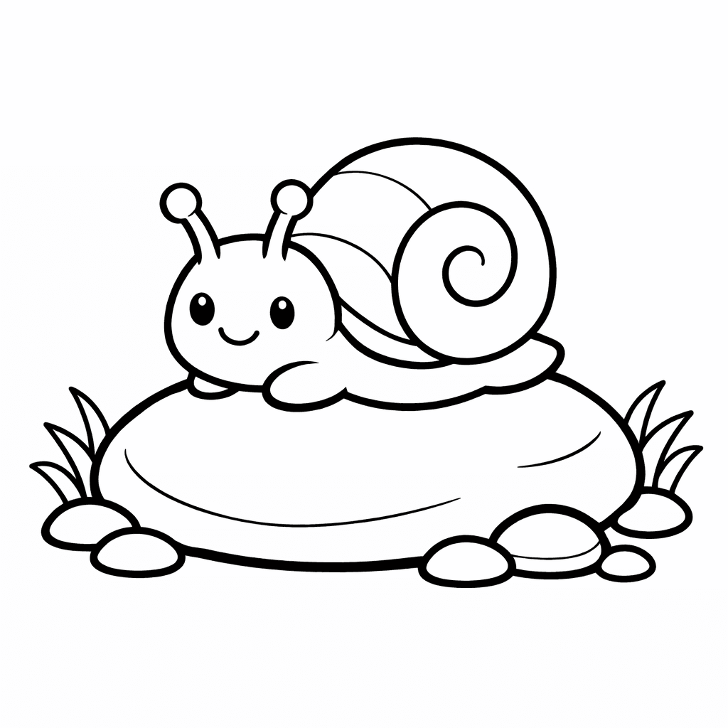 Free printable coloring page: Object Only: A Cute Snail With Clean Outlines,…, for ages 3-6