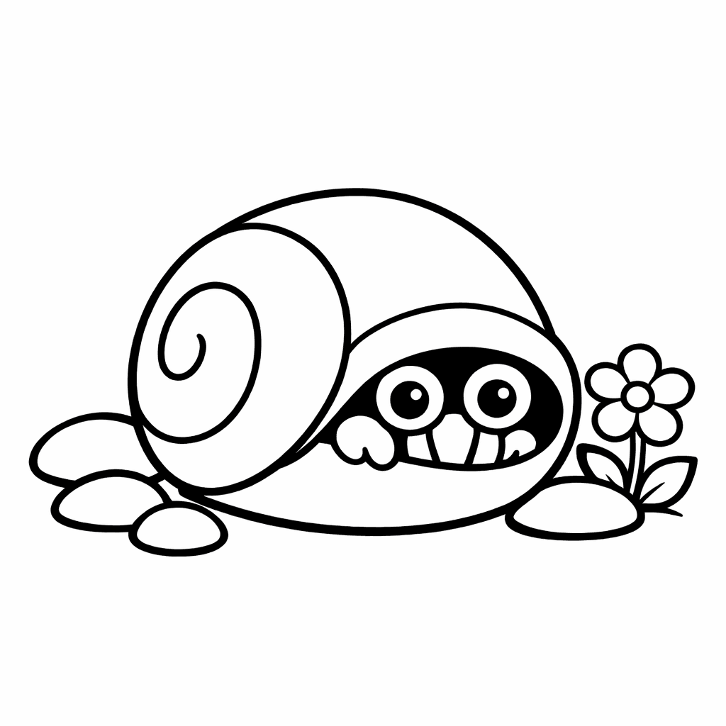 Free printable coloring page: Friendly Snail, for ages 3-6