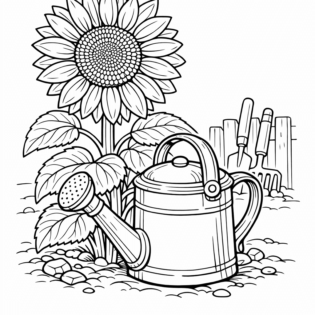 Free printable coloring page: Sunflower Tall, for ages 7-12