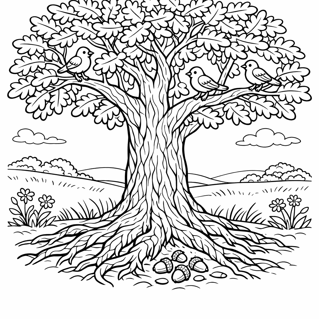 Free printable coloring page: Object Only: Two Or Three Trees Side By…, for ages 7-12