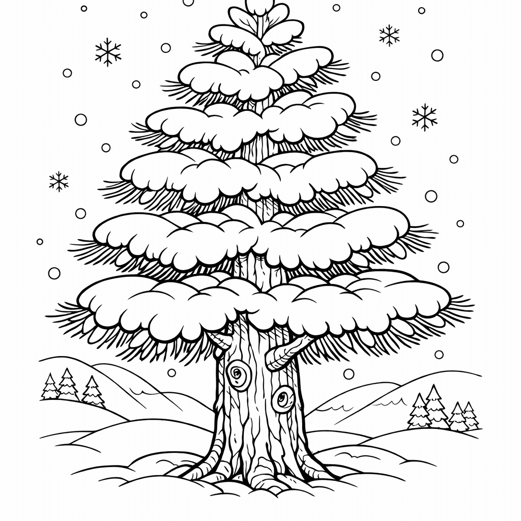 Free printable coloring page: Object Only: A Cute Tree With Clean Outlines,…, for ages 7-12