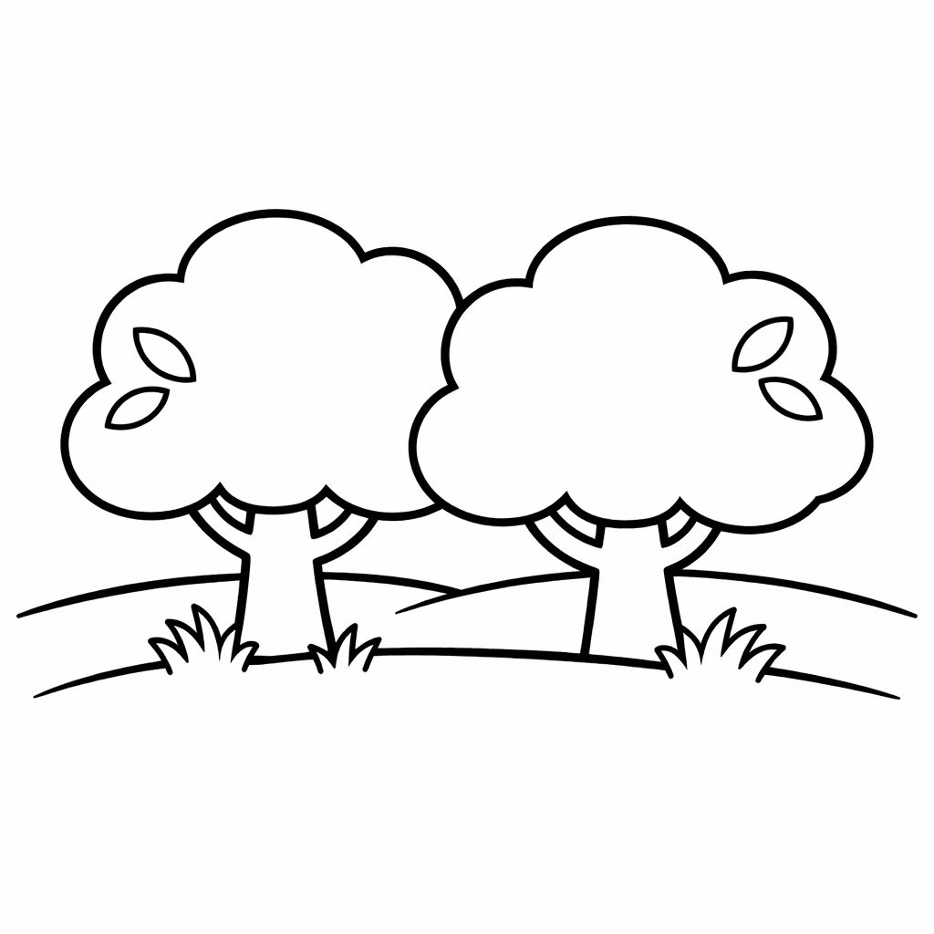 Free printable coloring page: Tree With Leaves, for ages 3-6