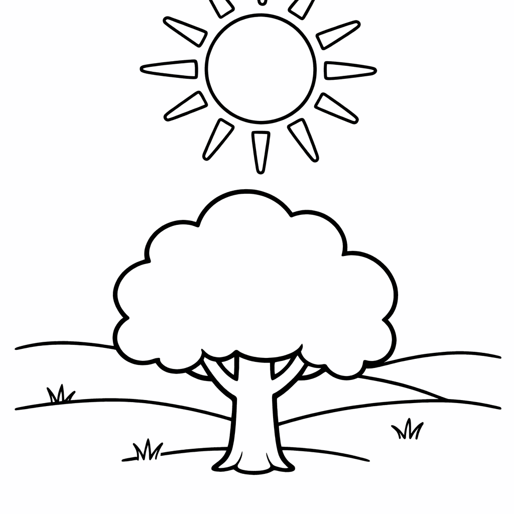 Free printable coloring page: Oak Tree, for ages 3-6