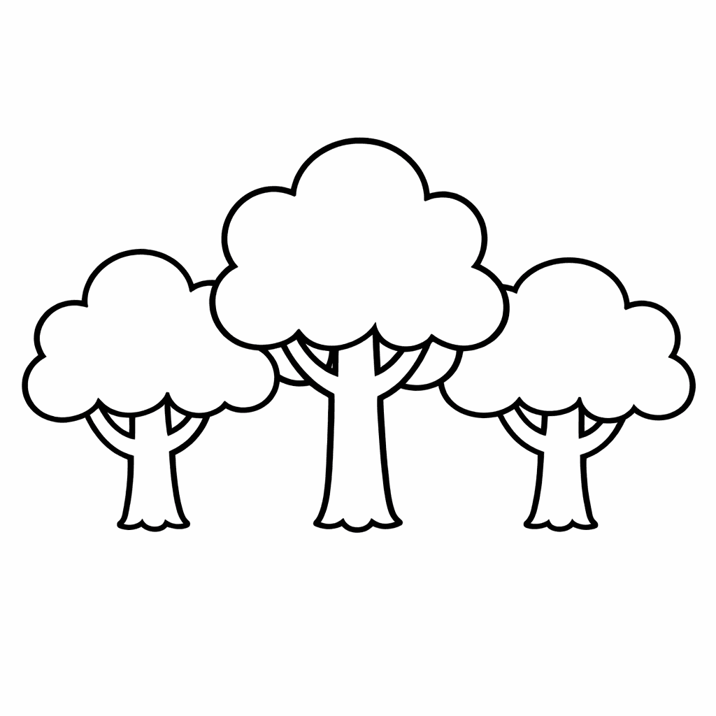 Free printable coloring page: Tree And Birds, for ages 3-6