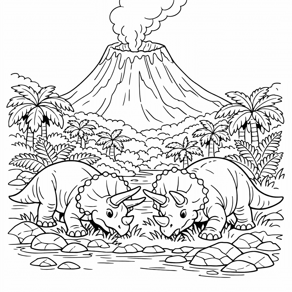 Free printable coloring page: Volcano With Smoke, for ages 7-12