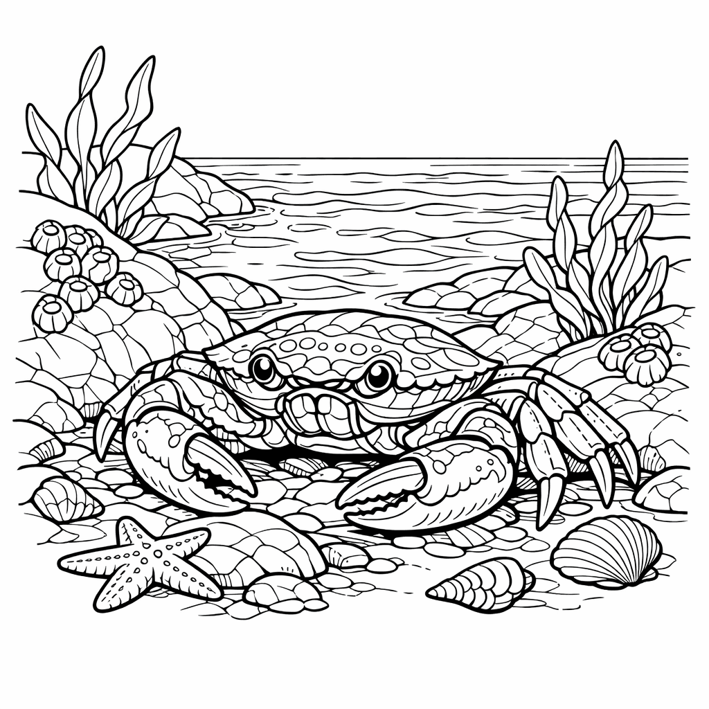 Free printable coloring page: Object Only: Two Or Three Crabs Side By Side, Simple And Adorable, No Background, for ages 7-12