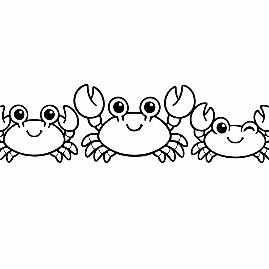 Free printable coloring page: Object Only: A Cute Crab With Clean Outlines, No Background, for ages 7-12