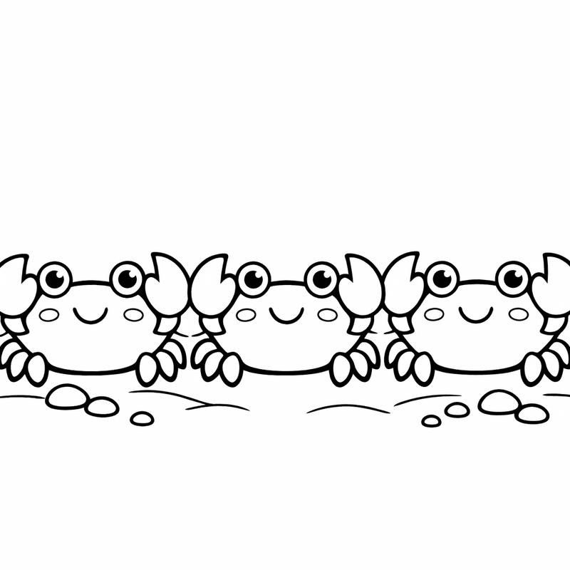 Free printable coloring page: Object Only: Two Or Three Crabs Side By…, for ages 3-6