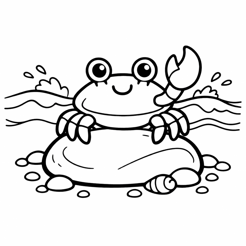 Free printable coloring page: Crab On Beach, for ages 3-6