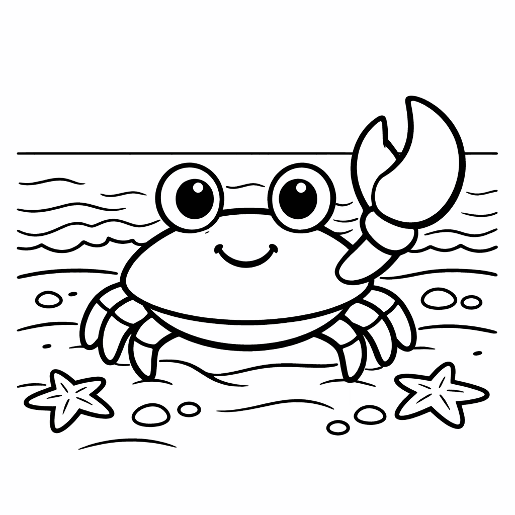 Free printable coloring page: Crab With Claws, for ages 3-6