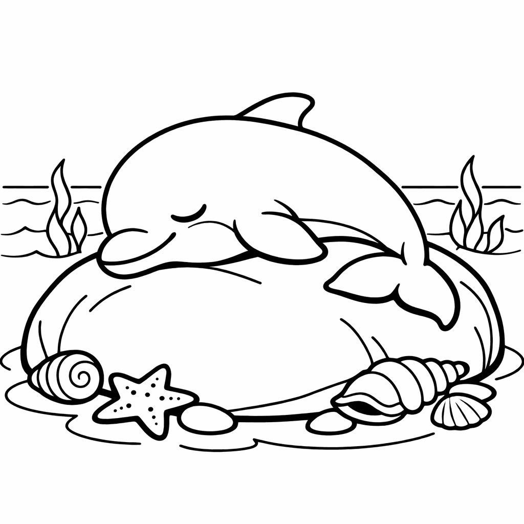 Free printable coloring page: Object Only: Two Or Three Dolphins Side By Side, Simple And Adorable, No Background, for ages 3-6