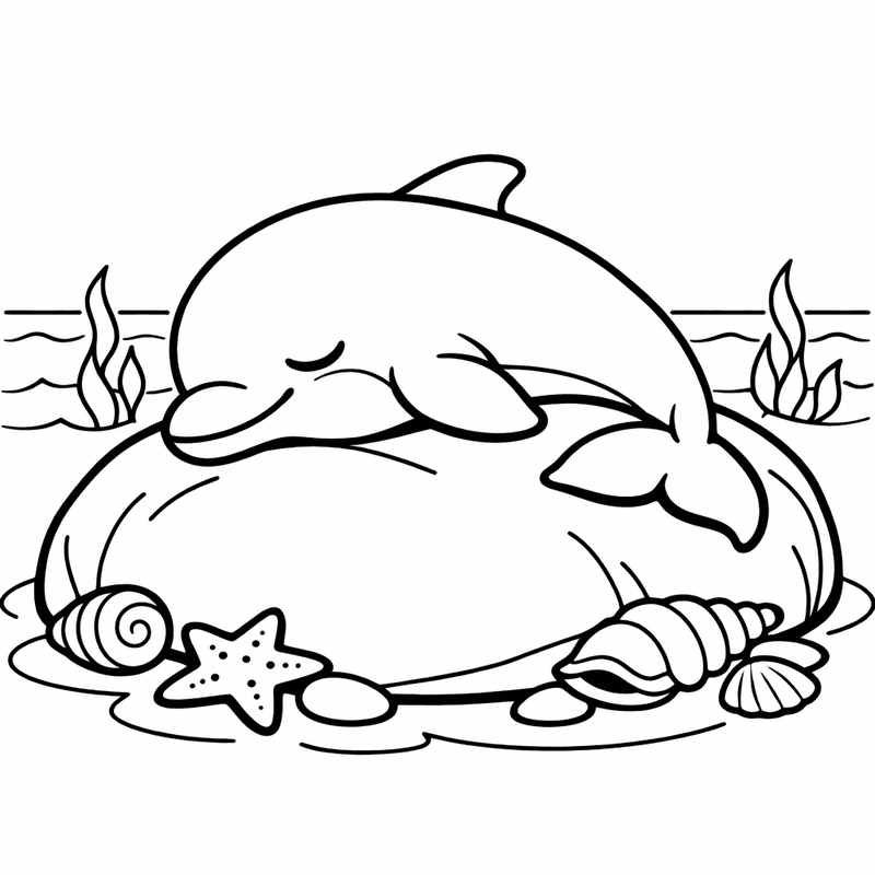 Free printable coloring page: Dolphin Jumping, for ages 3-6