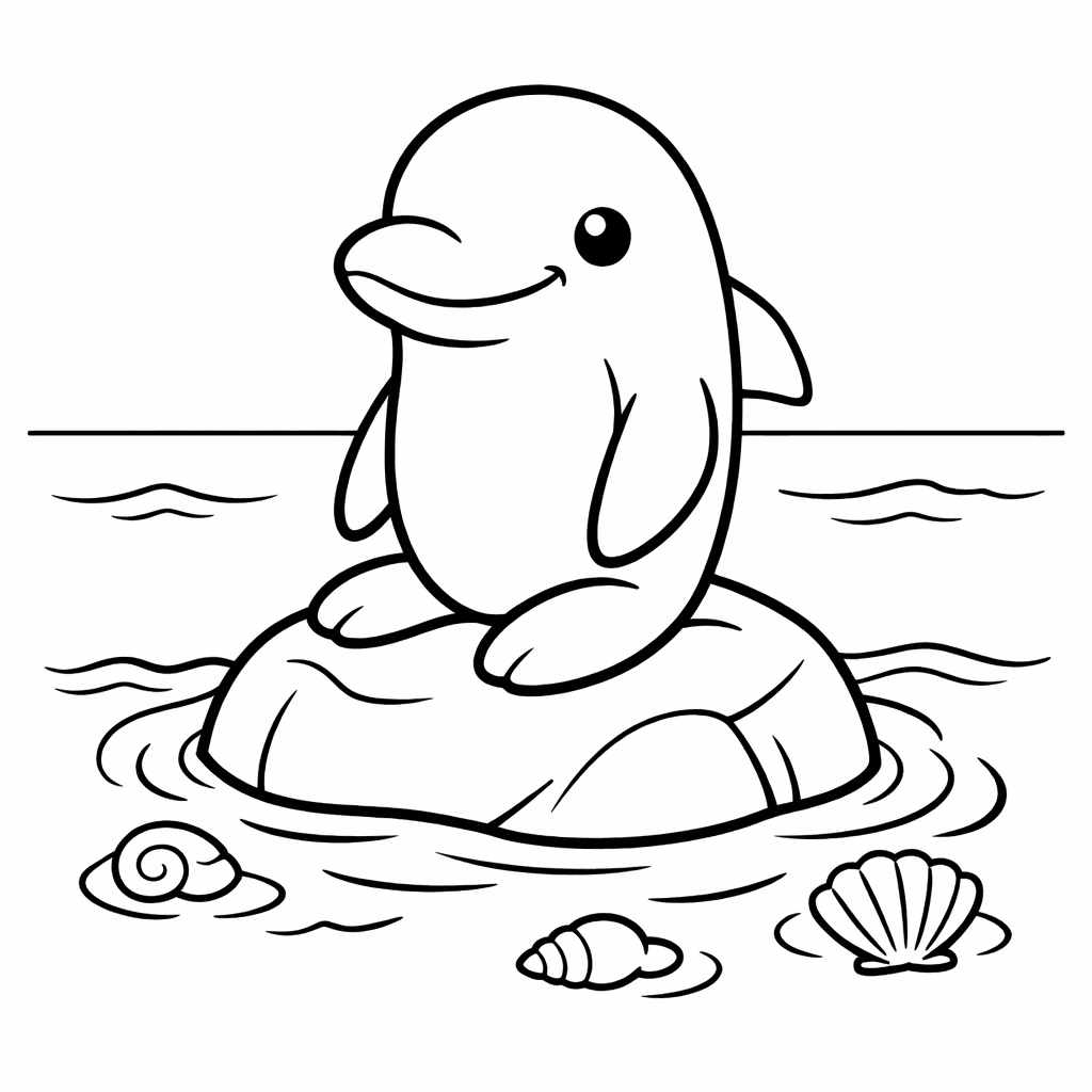 Free printable coloring page: Dolphin Jumping, for ages 3-6