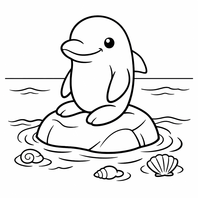 Free printable coloring page: Object Only: Two Or Three Dolphins Side By Side, Simple And Adorable, No Background, for ages 3-6