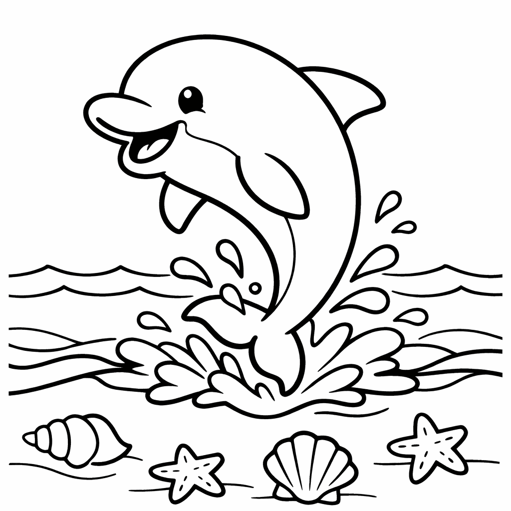 Free printable coloring page: Two Dolphins, for ages 3-6