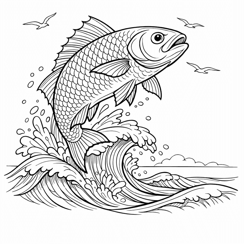 Free printable coloring page: Object Only: A Cute Fish With Clean Outlines,…, for ages 7-12