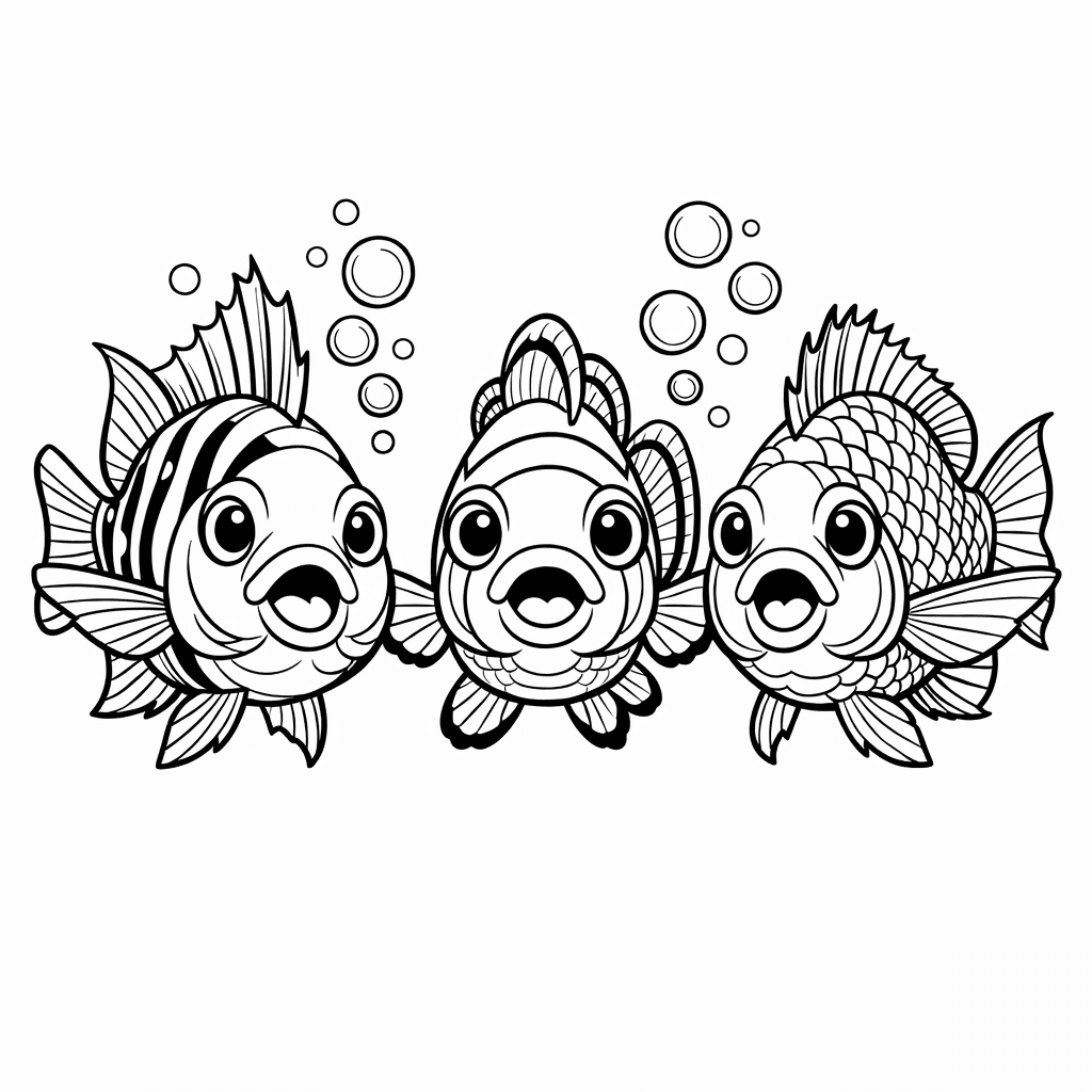 Free printable coloring page: Fish And Coral, for ages 7-12