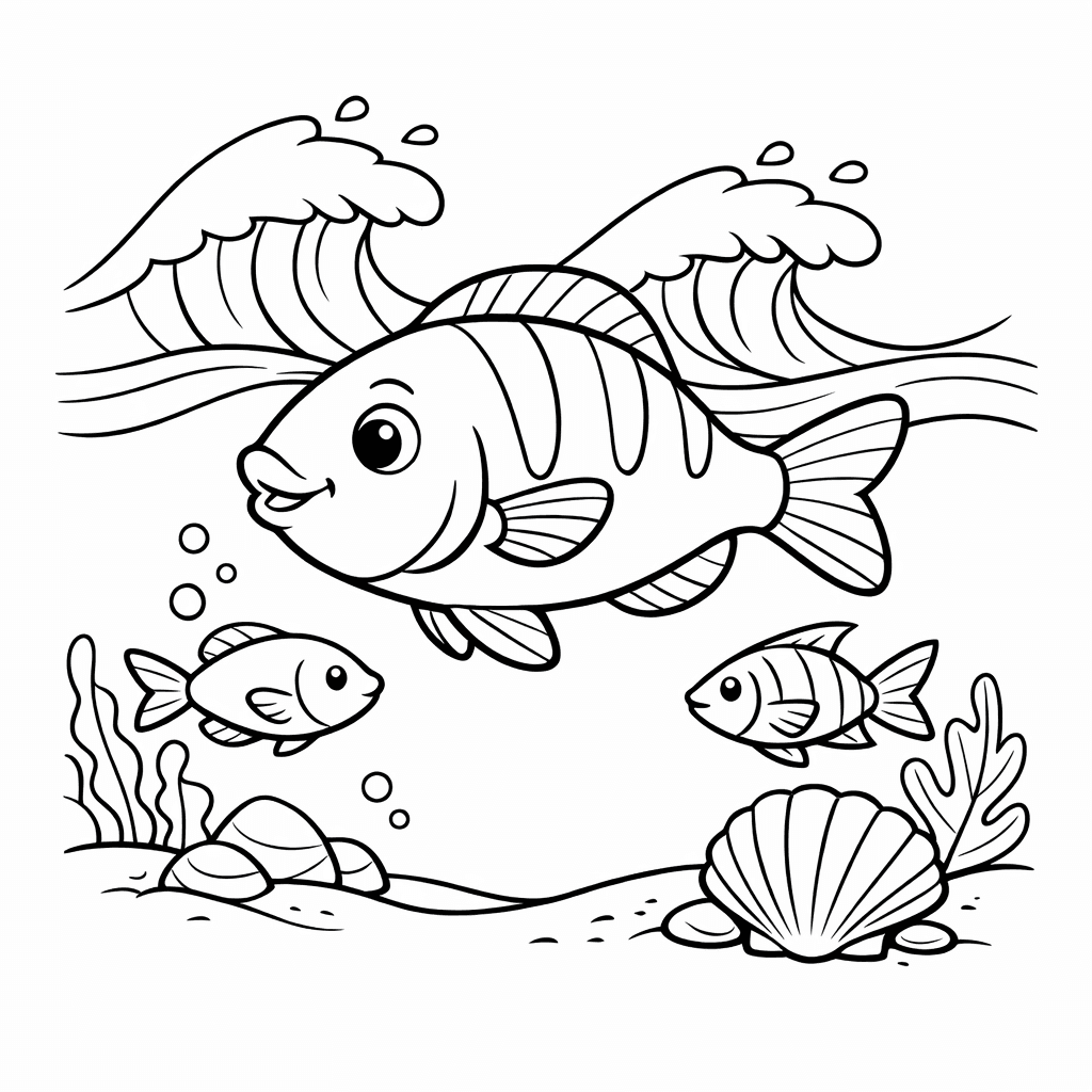 Free printable coloring page: Tropical Fish, for ages 7-12