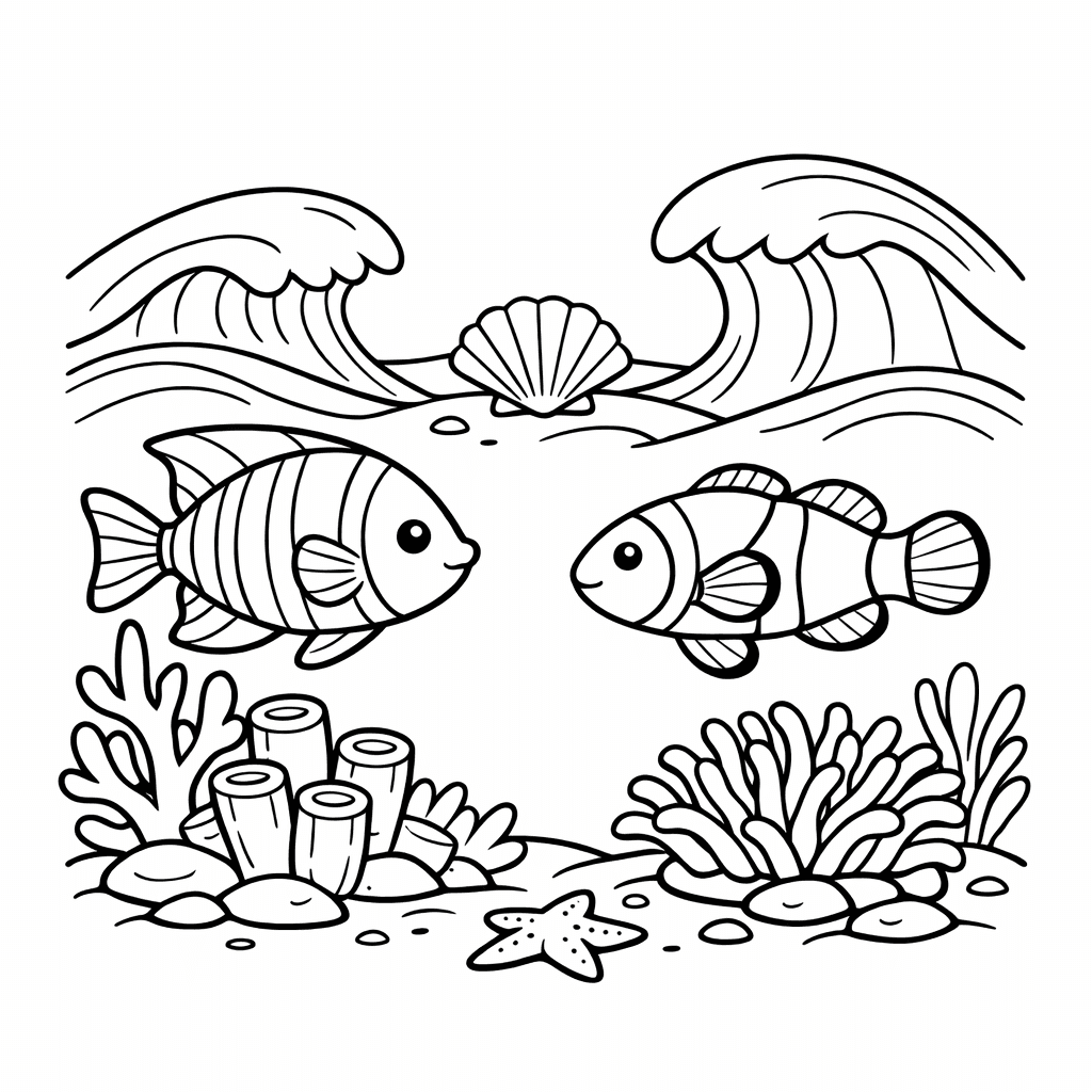 Free printable coloring page: Fish Face, for ages 7-12