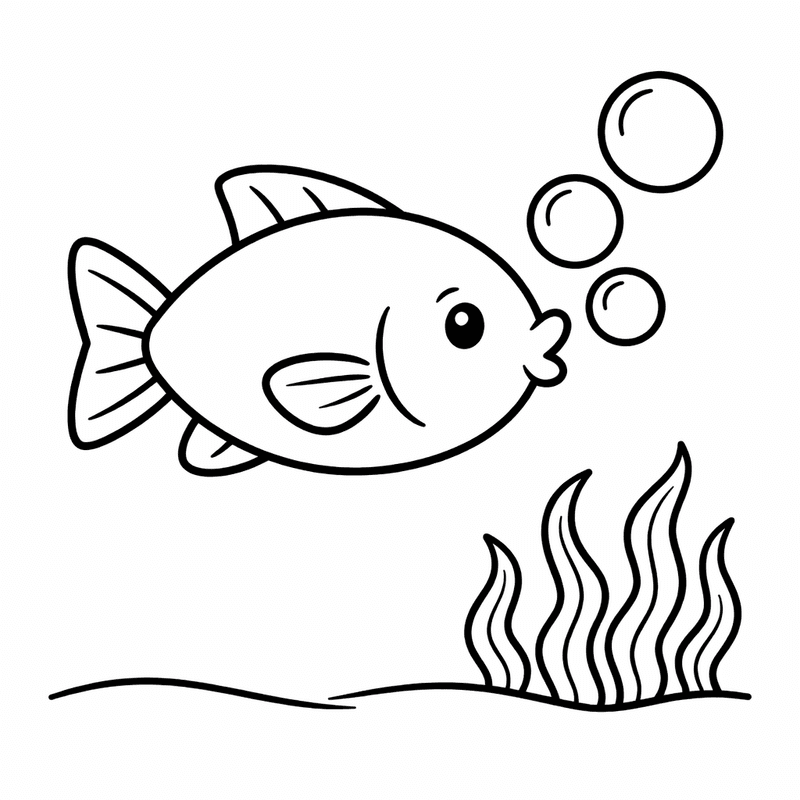 Free printable coloring page: Colorful Fish, for ages 3-6