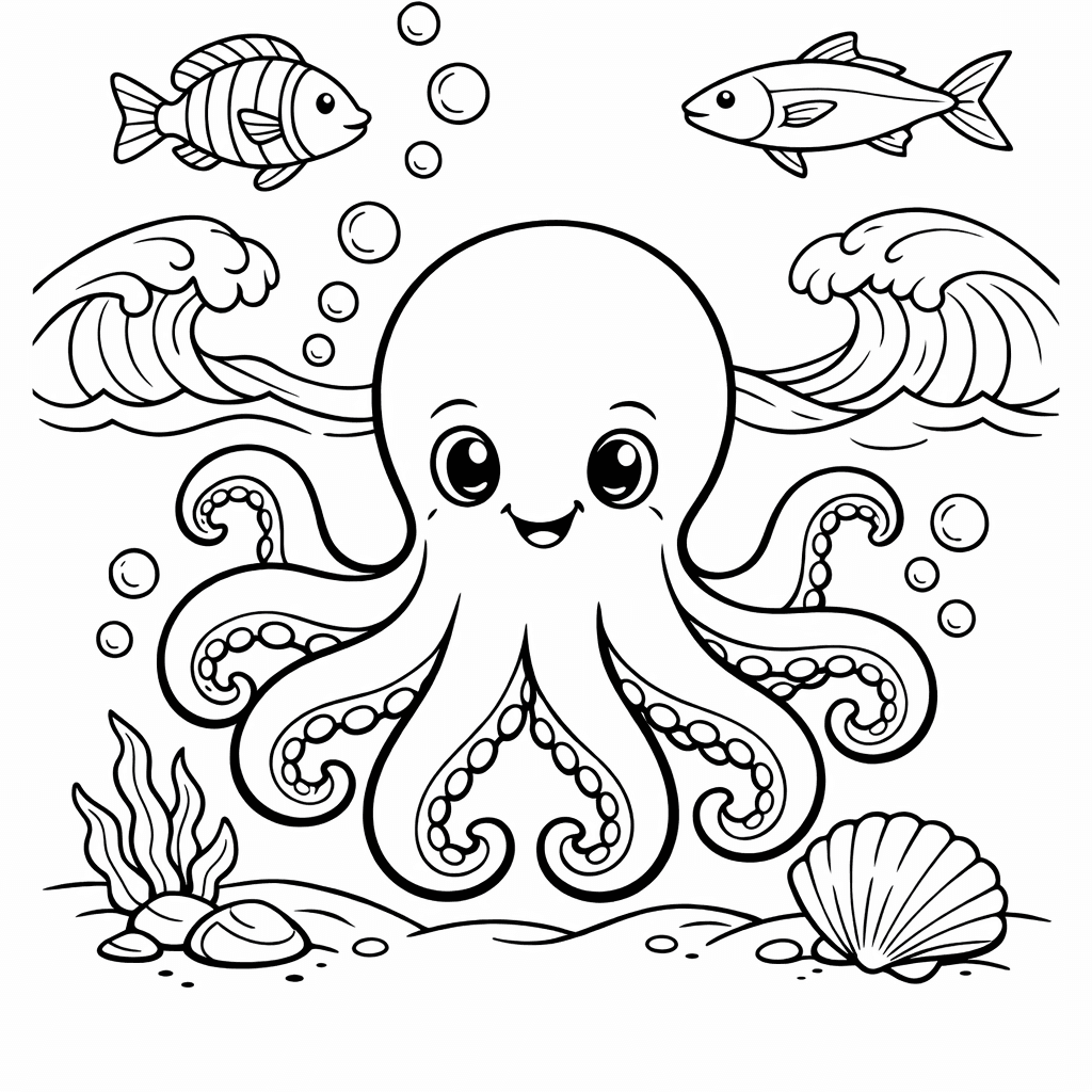 Octopus Coloring Page — Friendly Octopus