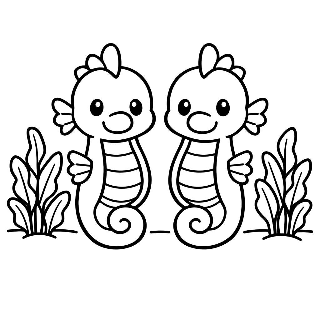 Free printable coloring page: Baby Seahorse, for ages 3-6