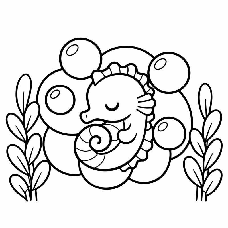 Free printable coloring page: Seahorse Face, for ages 3-6