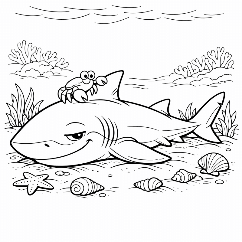 Free printable coloring page: Baby Shark, for ages 7-12