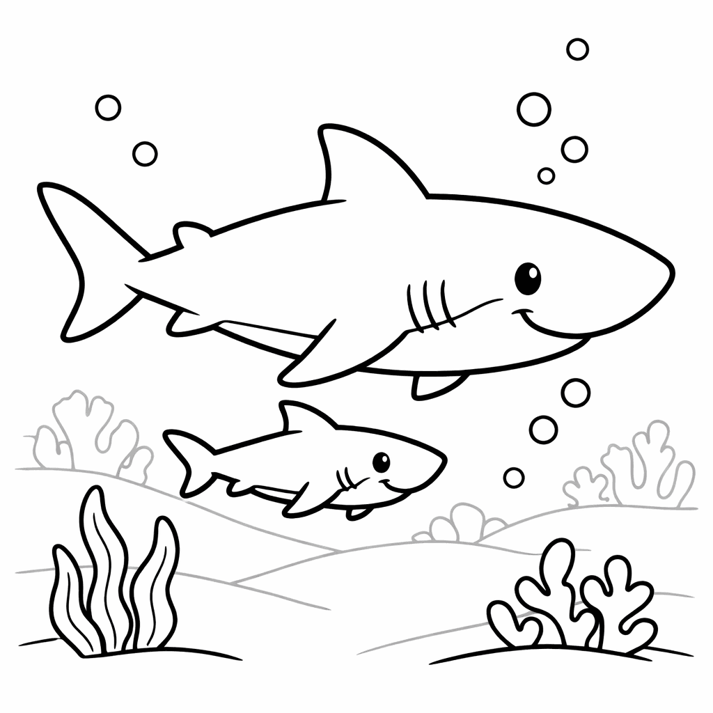 Free printable coloring page: Shark Face, for ages 3-6
