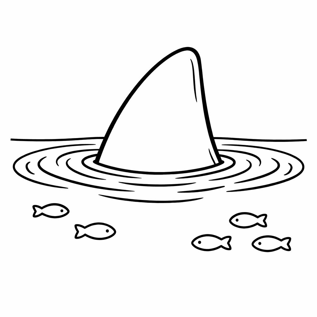 Free printable coloring page: Shark Swimming, for ages 3-6