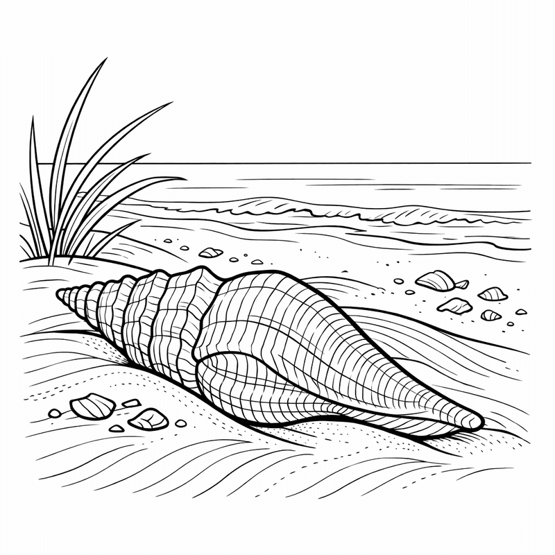 Free printable coloring page: Object Only: A Cute Shell With Clean Outlines, No Background, for ages 7-12