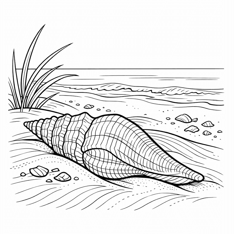 Free printable coloring page: Object Only: A Cute Shell With Clean Outlines, No Background, for ages 7-12