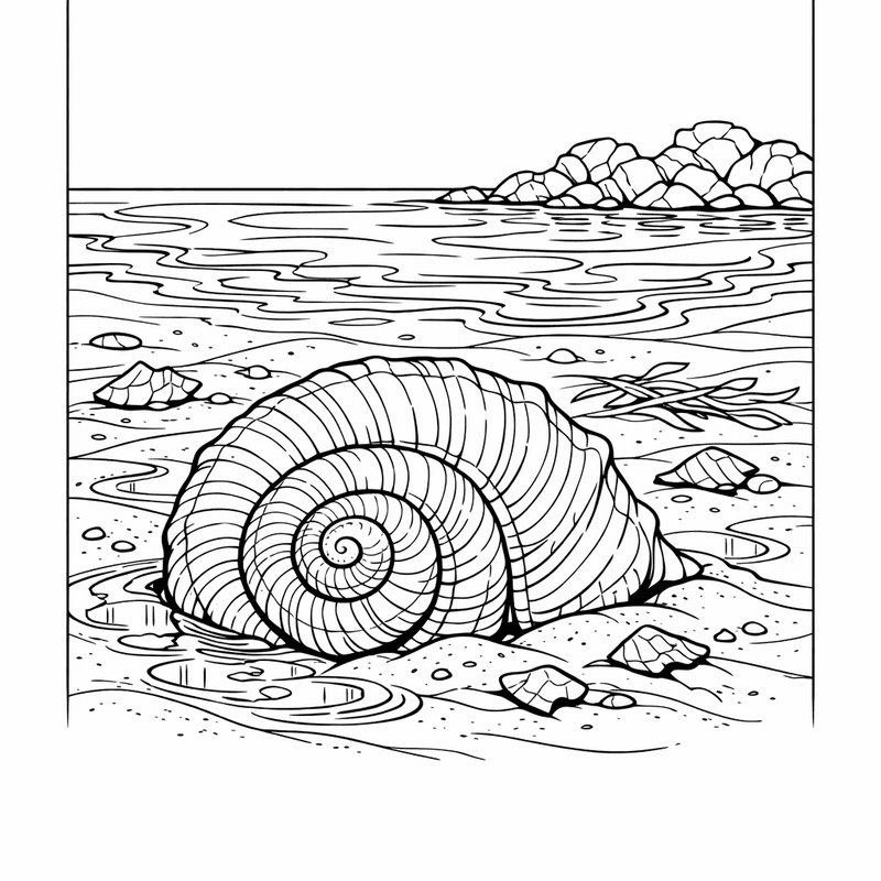 Free printable coloring page: Spiral Shell, for ages 7-12