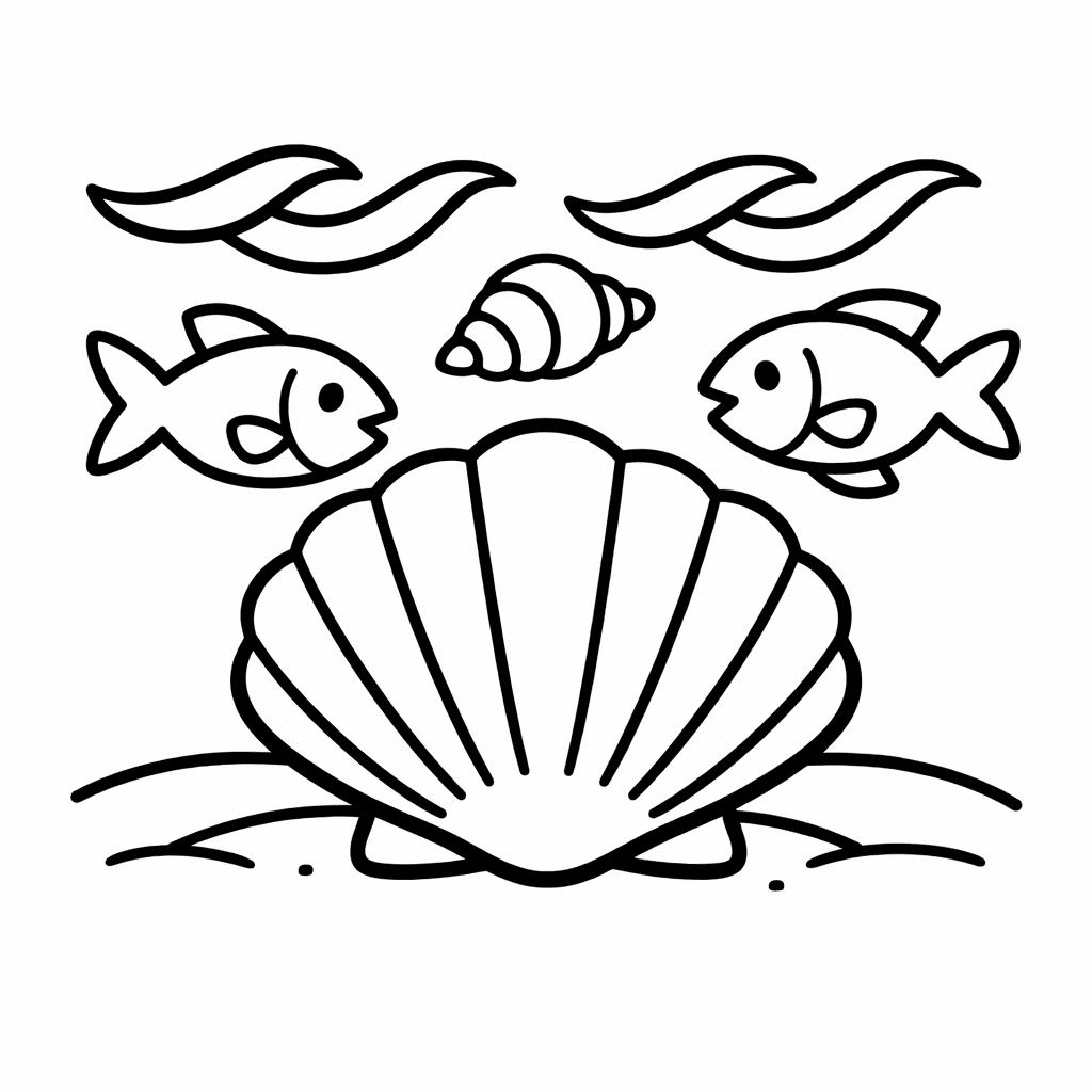 Free printable coloring page: Object Only: Two Or Three Shells Side By Side, Simple And Adorable, No Background, for ages 3-6