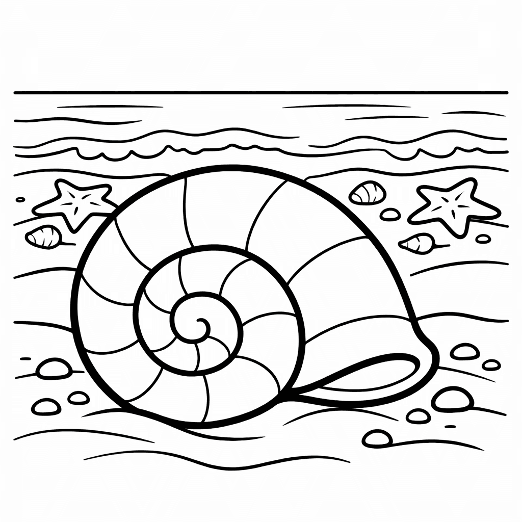 Free printable coloring page: Spiral Shell, for ages 3-6
