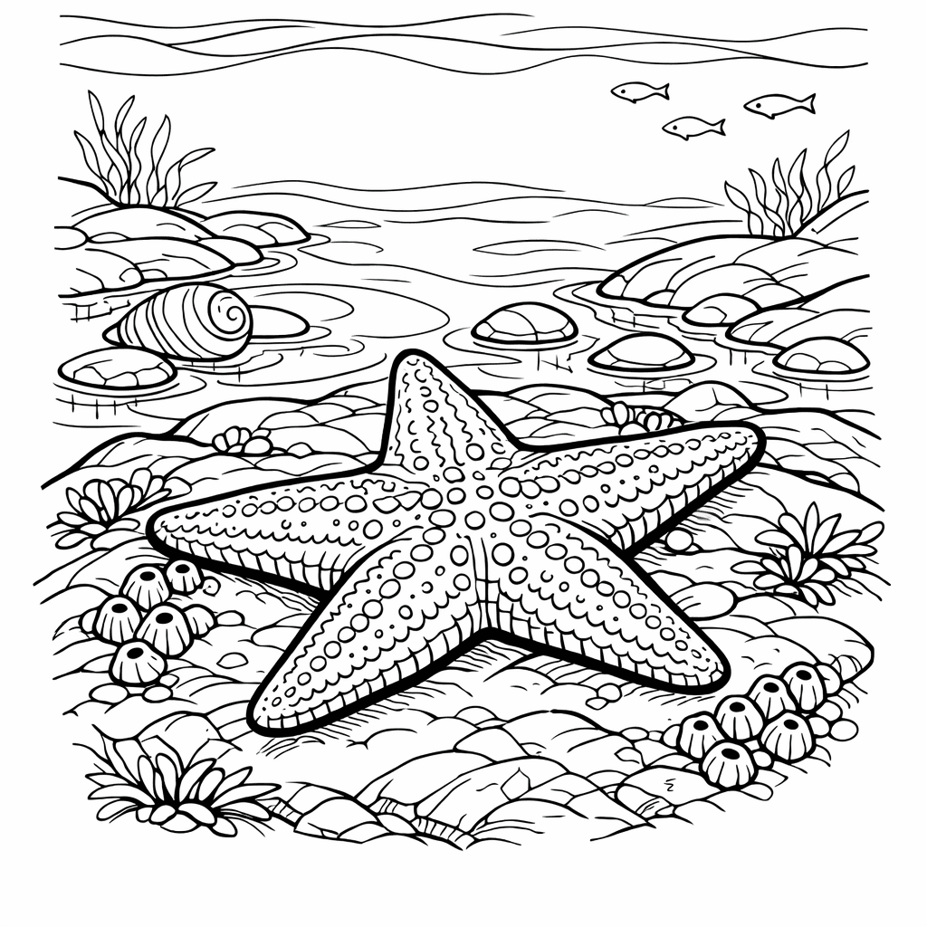 Free printable coloring page: Object Only: Two Or Three Starfishs Side By Side, Simple And Adorable, No Background, for ages 7-12