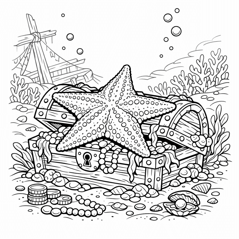 Free printable coloring page: Starfish Close-up, for ages 7-12