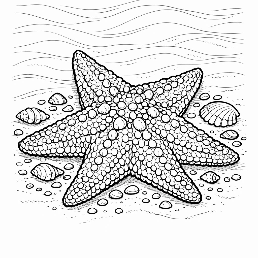 Free printable coloring page: Five-point Starfish, for ages 7-12