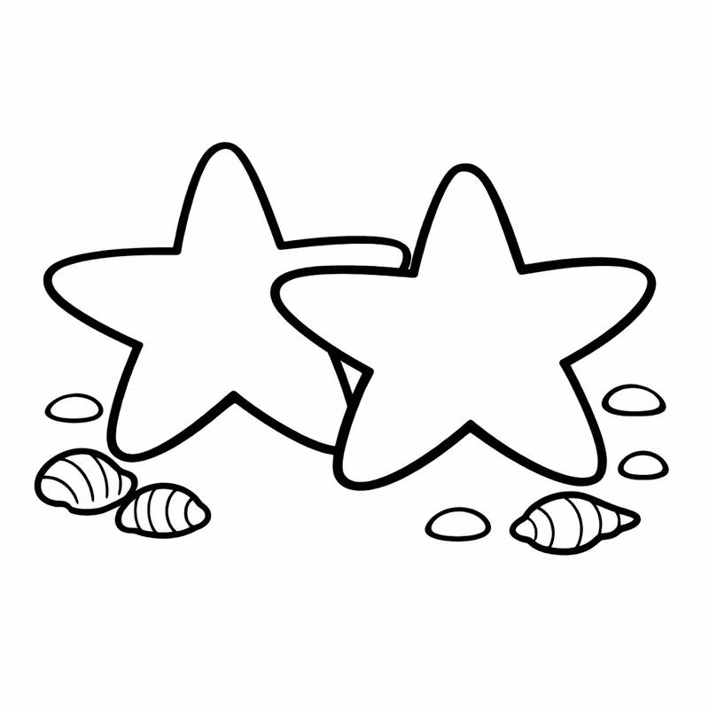 Free printable coloring page: Object Only: Two Or Three Starfishs Side By…, for ages 3-6