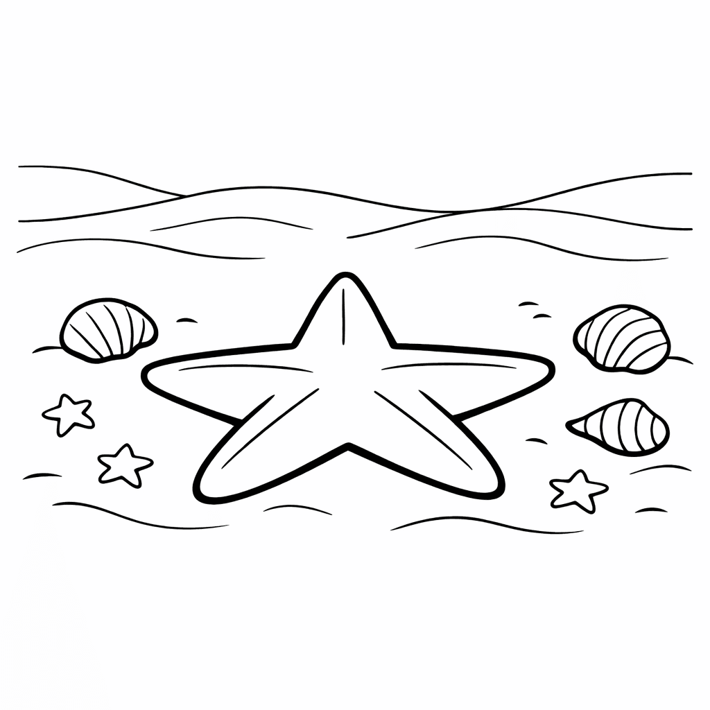 Free printable coloring page: Starfish Close-up, for ages 3-6