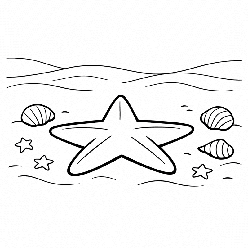 Free printable coloring page: Starfish On Rock, for ages 3-6