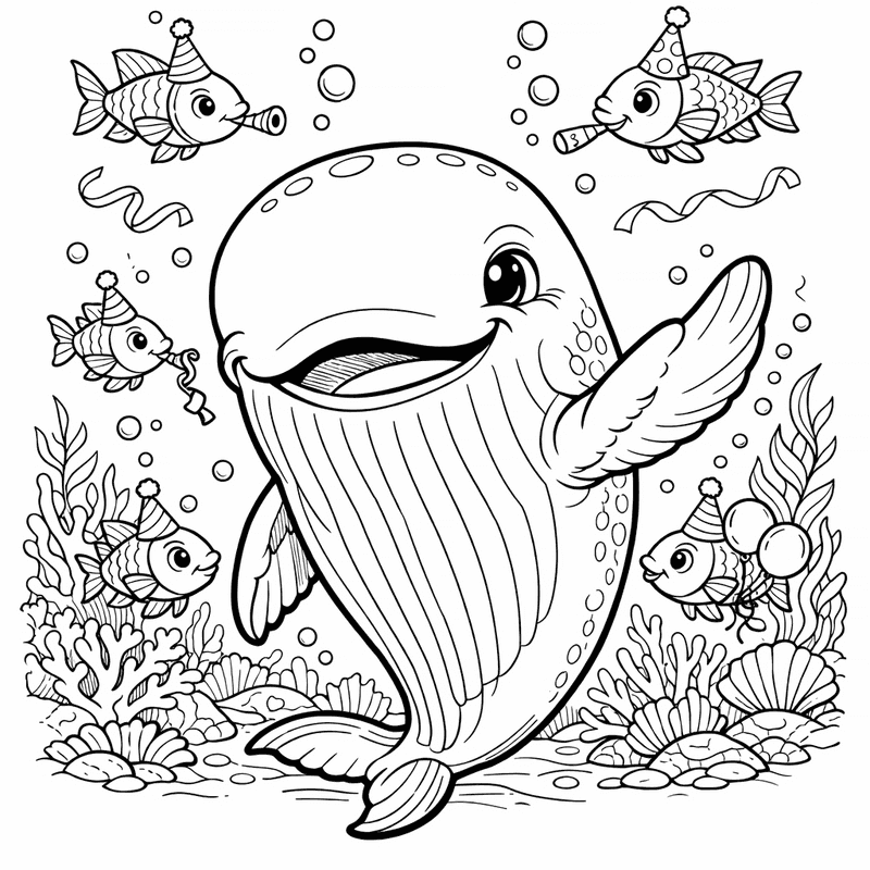 Free printable coloring page: Object Only: A Cute Whale With Clean Outlines, No Background, for ages 7-12