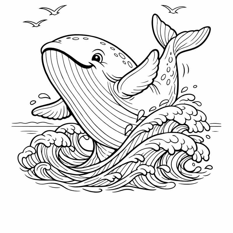 Free printable coloring page: Whale Spout, for ages 7-12