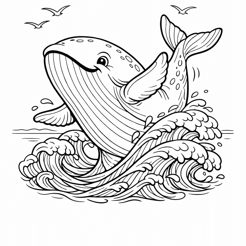 Free printable coloring page: Whale Spout, for ages 7-12