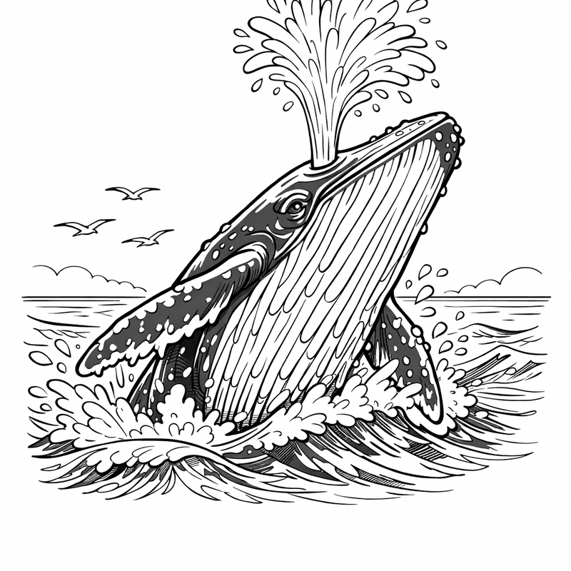 Free printable coloring page: Baby Whale, for ages 7-12