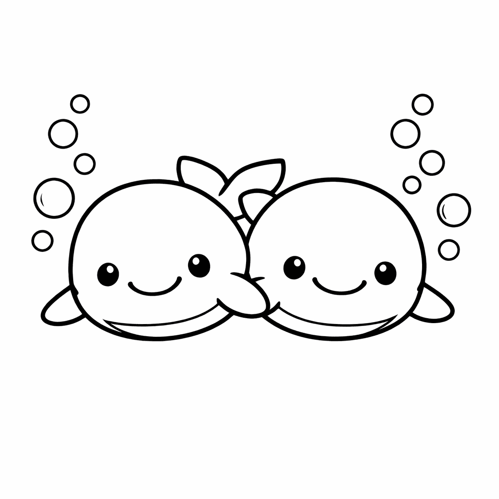 Free printable coloring page: Baby Whale, for ages 3-6