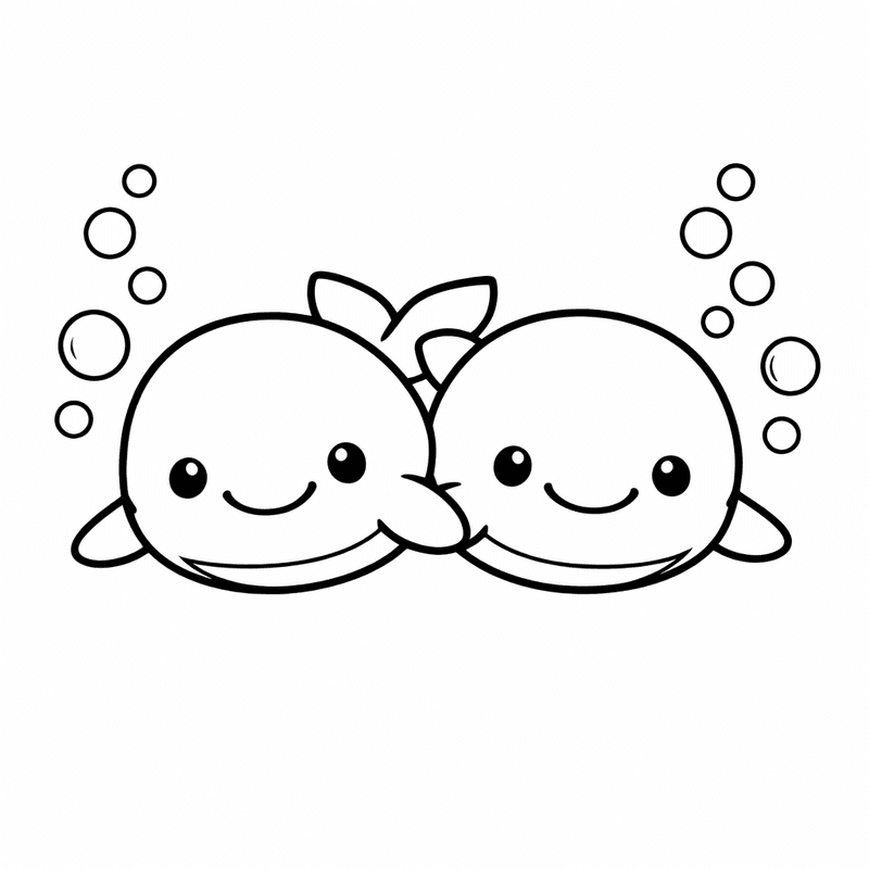 Free printable coloring page: Object Only: A Cute Whale With Clean Outlines,…, for ages 3-6