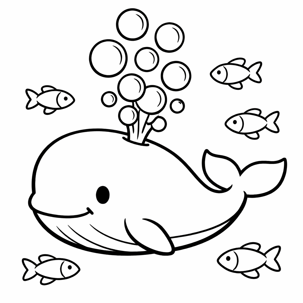 Free printable coloring page: Object Only: Two Or Three Whales Side By Side, Simple And Adorable, No Background, for ages 3-6